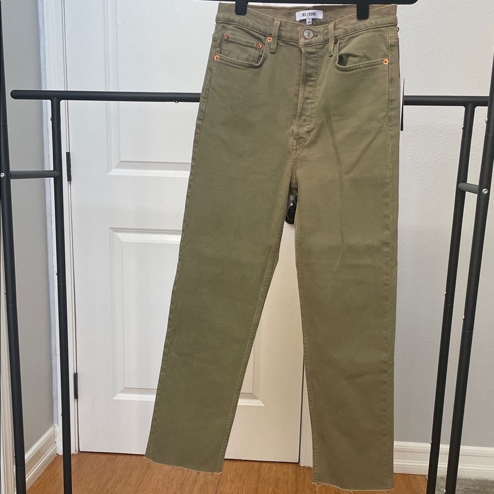 Re/Done Women's Straight Legged Ankle Jeans in Olive